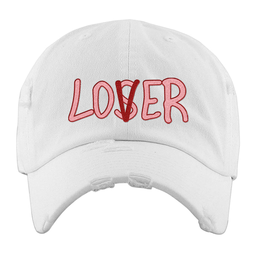 Bacon Low Dunks Distressed Dad Hat | Lover, White