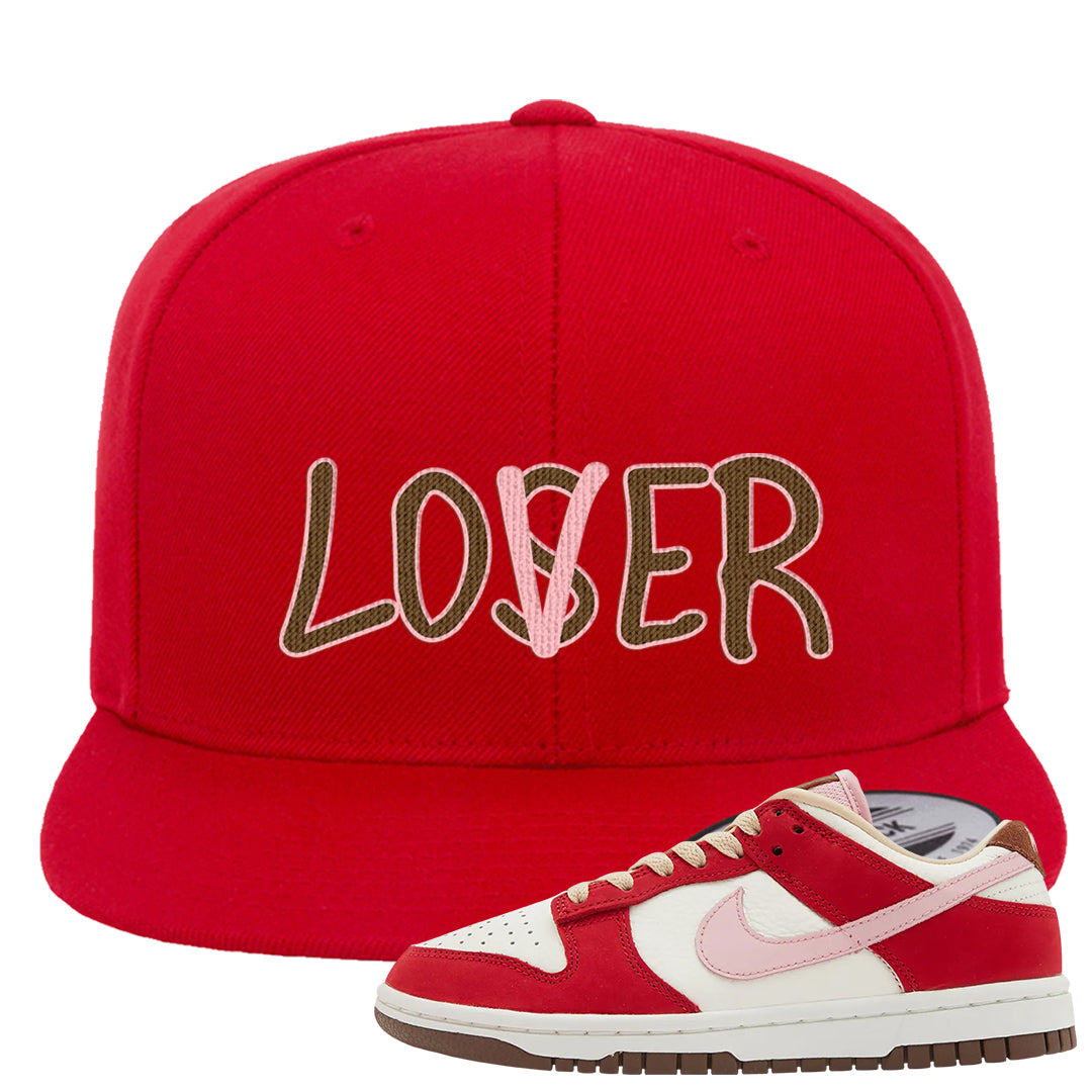 Bacon Low Dunks Snapback Hat | Lover, Red