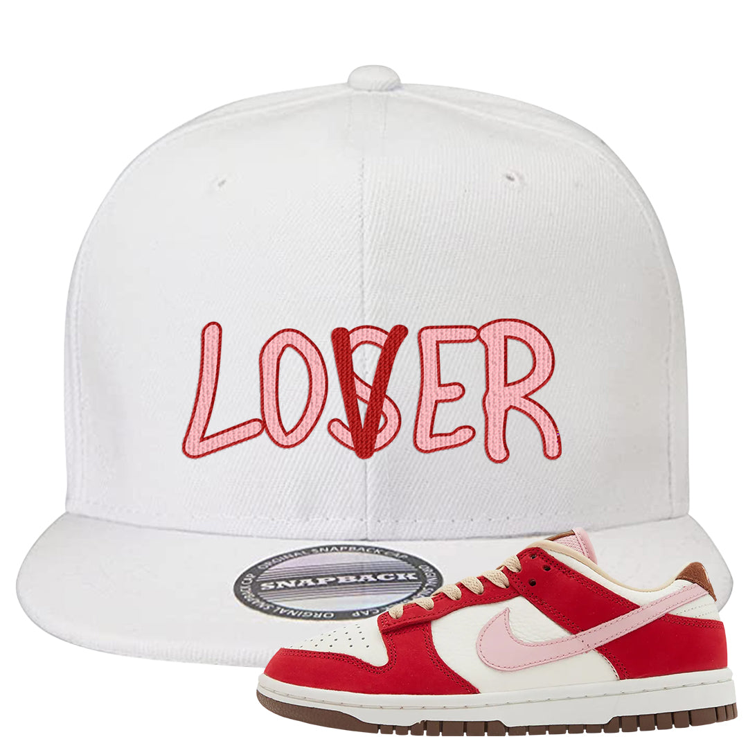 Bacon Low Dunks Snapback Hat | Lover, White