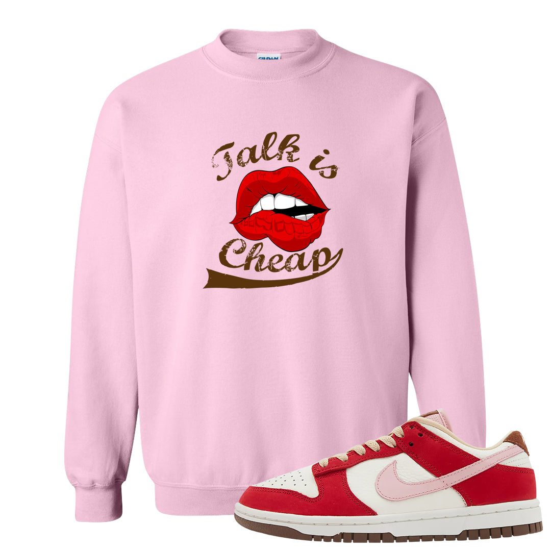 Bacon Low Dunks Crewneck Sweatshirt | Talk Lips, Light Pink