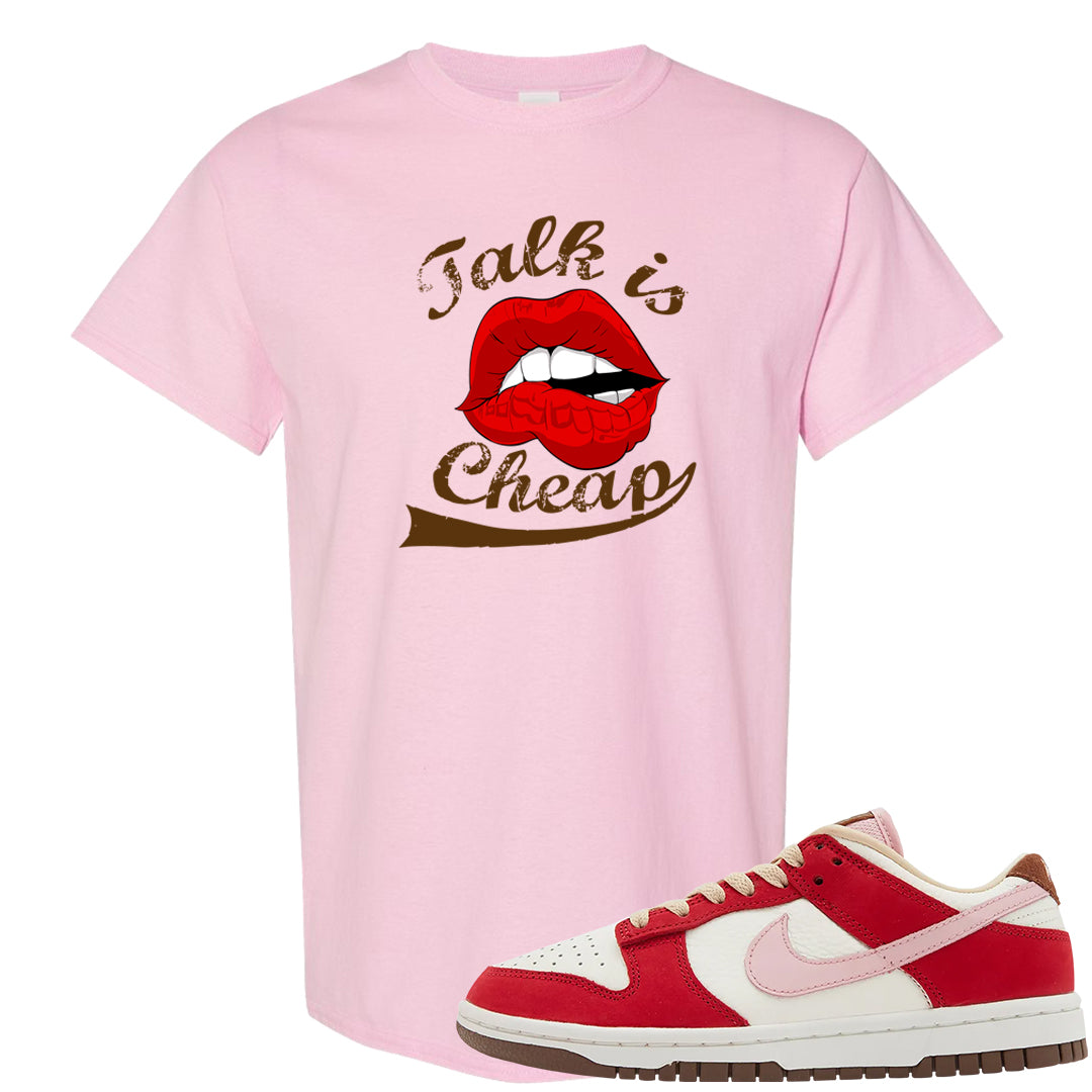 Bacon Low Dunks T Shirt | Talk Lips, Light Pink