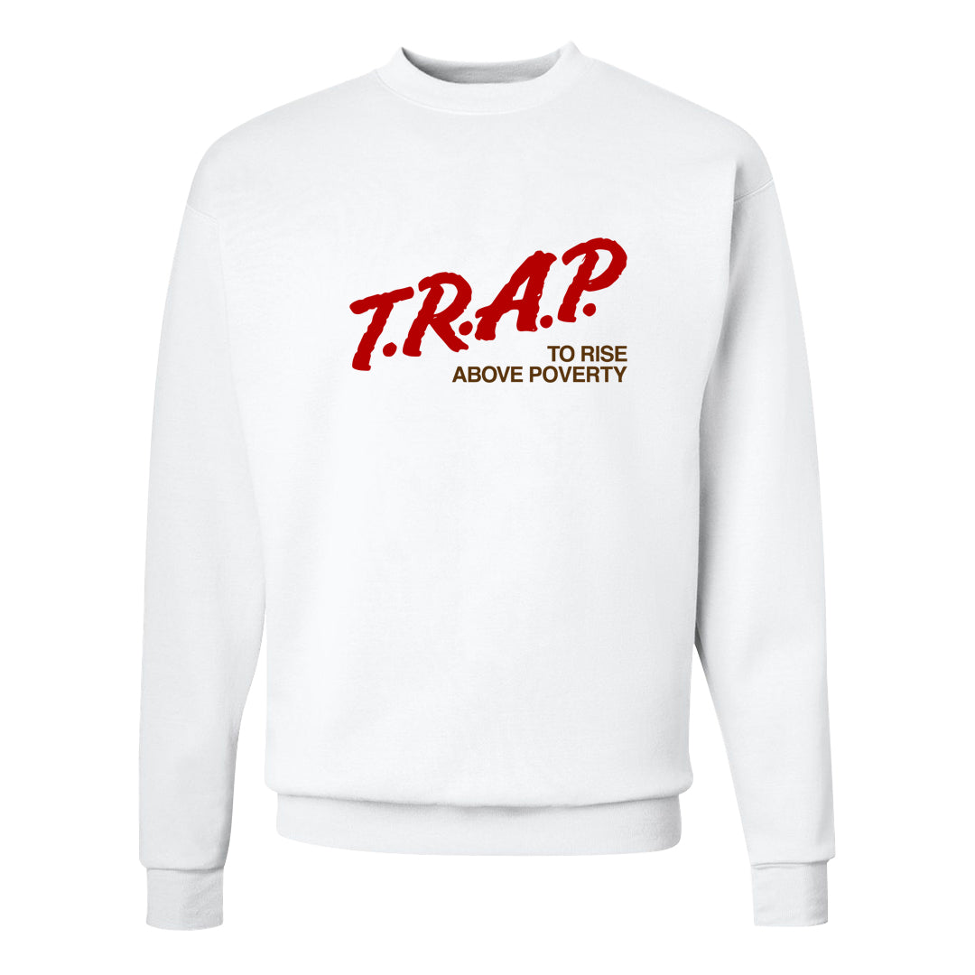 Bacon Low Dunks Crewneck Sweatshirt | Trap To Rise Above Poverty, White