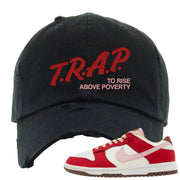Bacon Low Dunks Distressed Dad Hat | Trap To Rise Above Poverty, Black