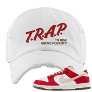 Bacon Low Dunks Distressed Dad Hat | Trap To Rise Above Poverty, White