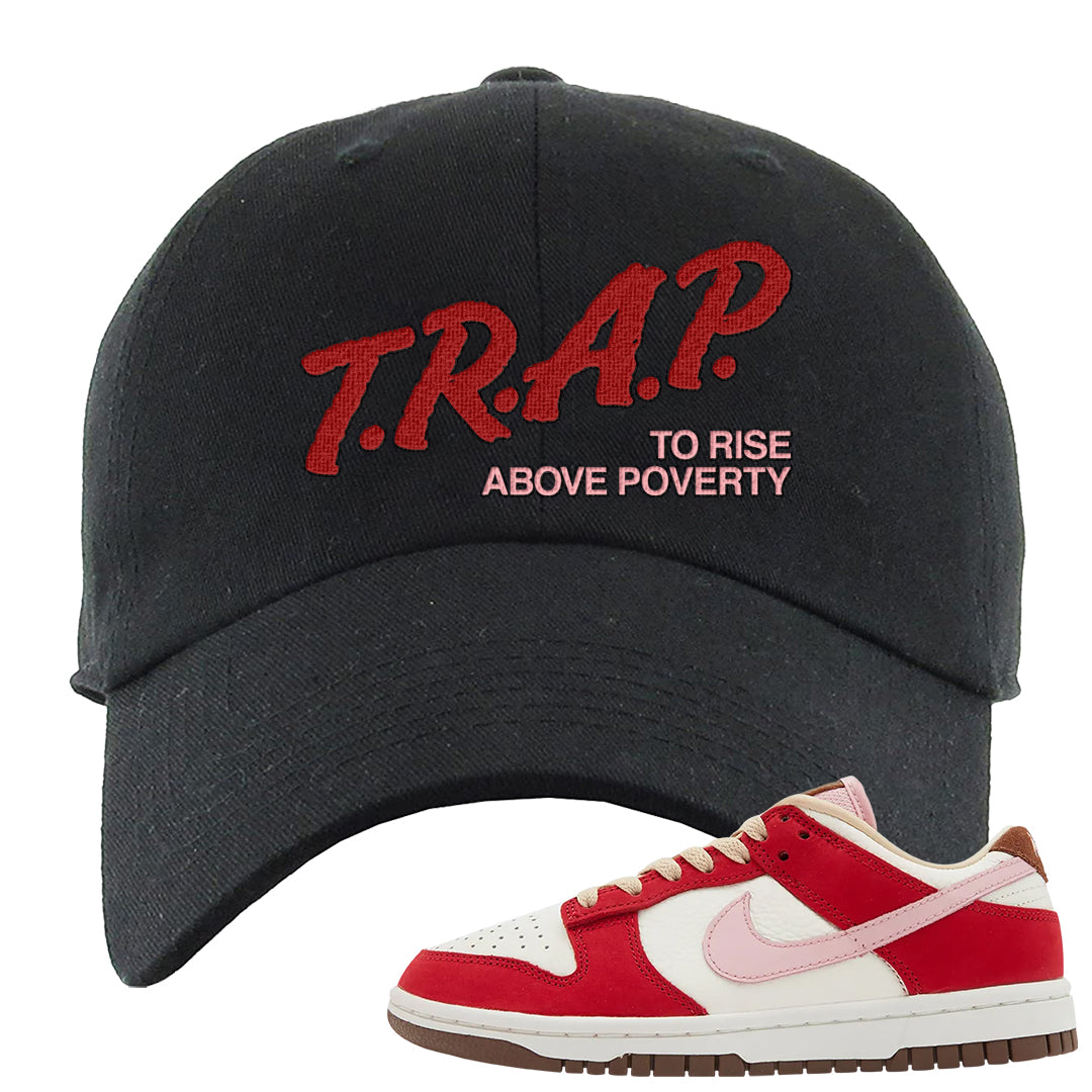Bacon Low Dunks Dad Hat | Trap To Rise Above Poverty, Black
