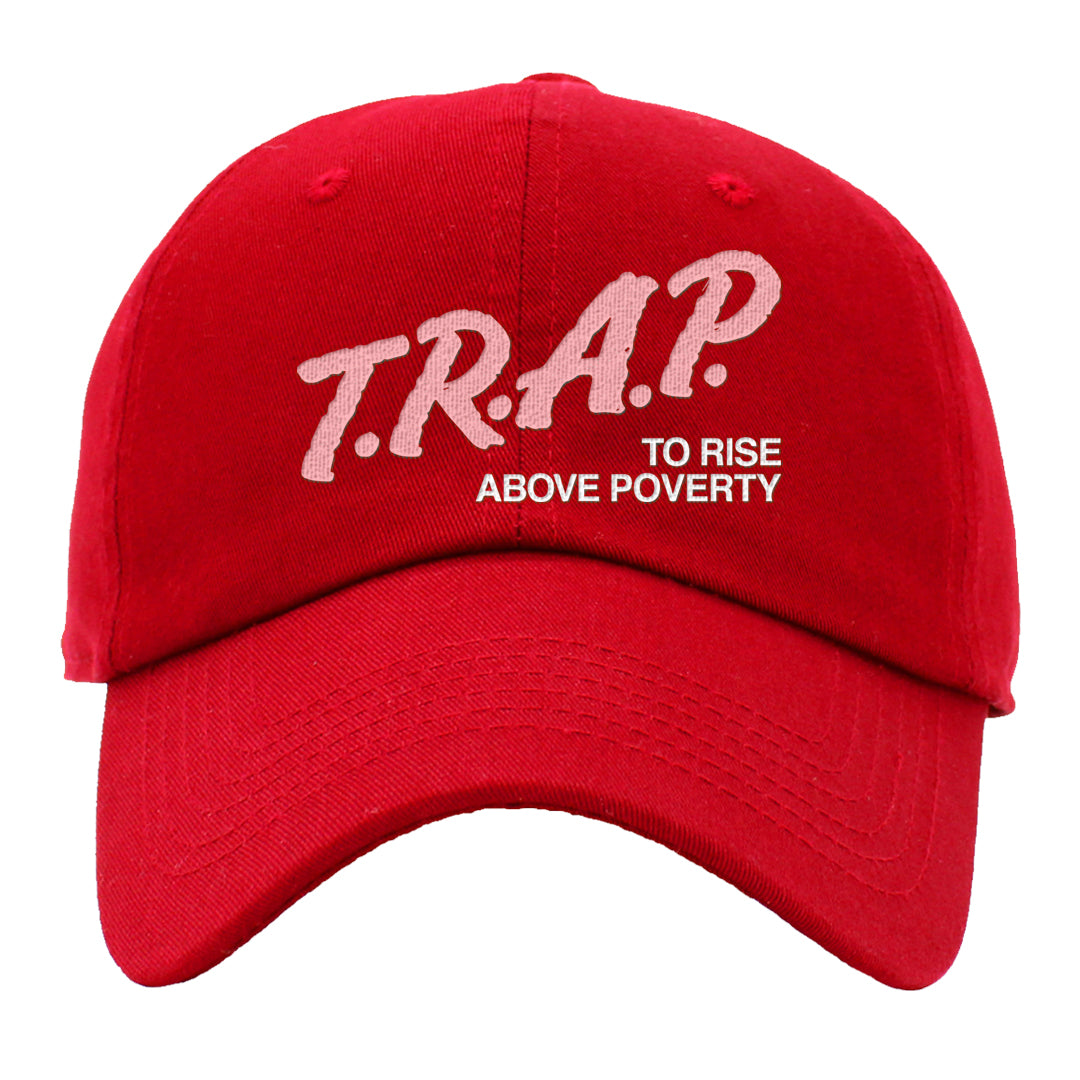 Bacon Low Dunks Dad Hat | Trap To Rise Above Poverty, Red