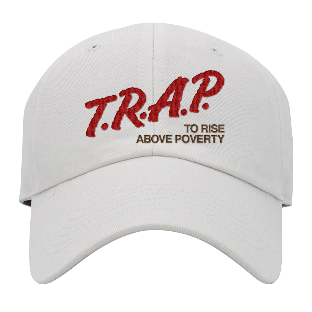 Bacon Low Dunks Dad Hat | Trap To Rise Above Poverty, White