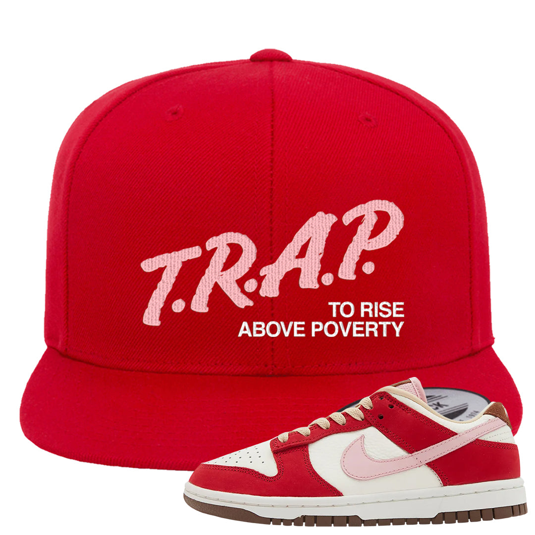 Bacon Low Dunks Snapback Hat | Trap To Rise Above Poverty, Red