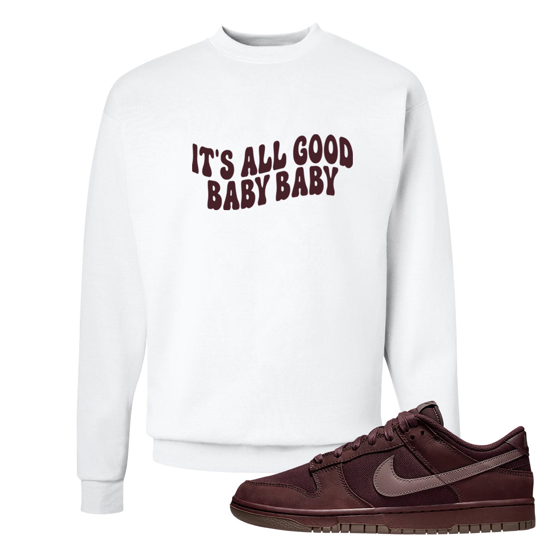 Burgundy Crush Low Dunks Crewneck Sweatshirt | All Good Baby, White