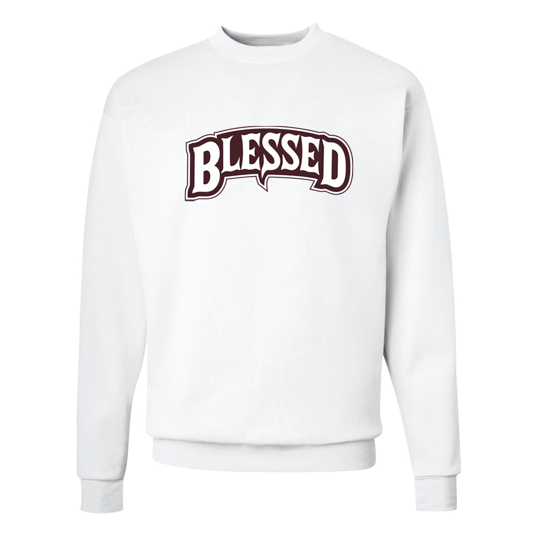 Burgundy Crush Low Dunks Crewneck Sweatshirt | Blessed Arch, White