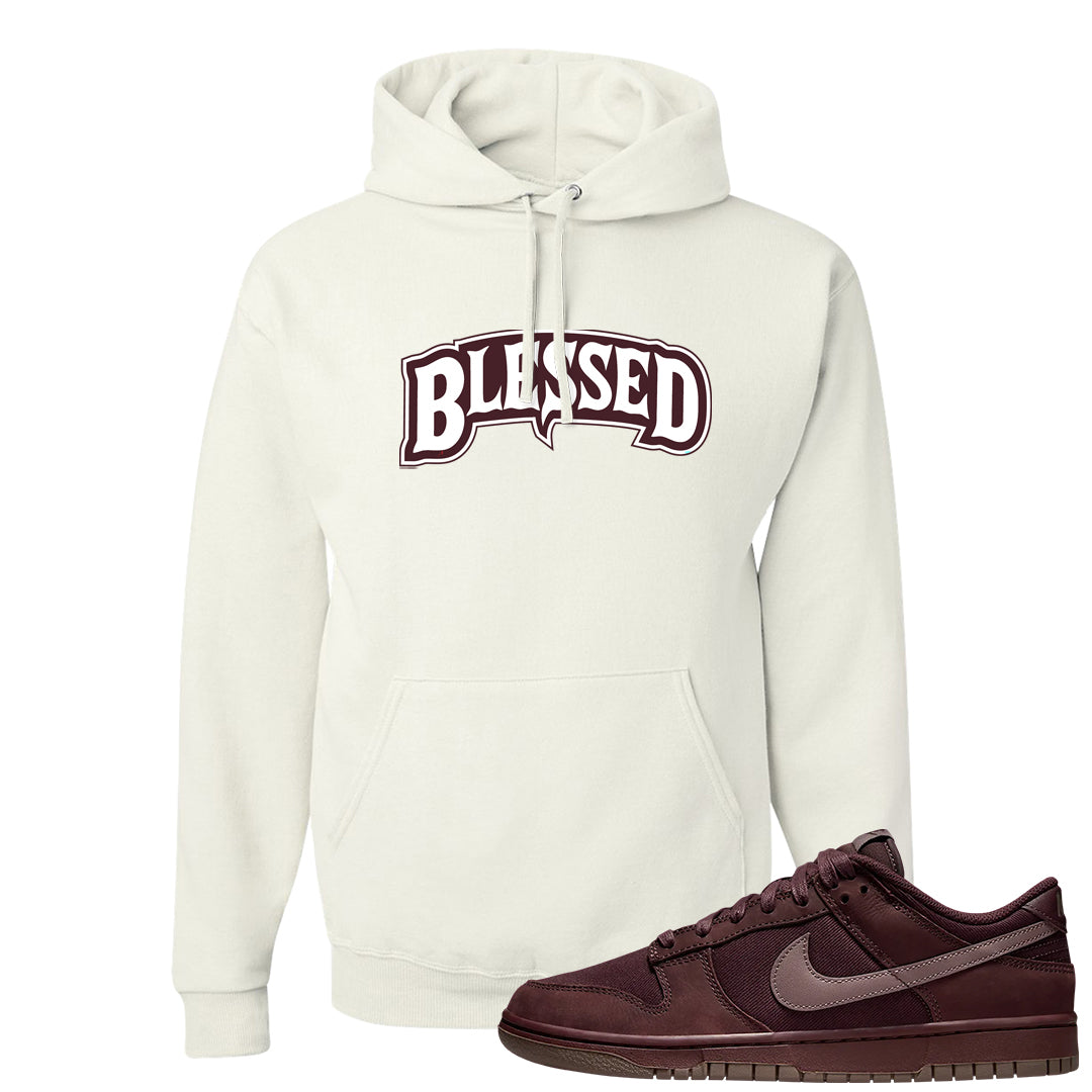 Burgundy Crush Low Dunks Hoodie | Blessed Arch, White