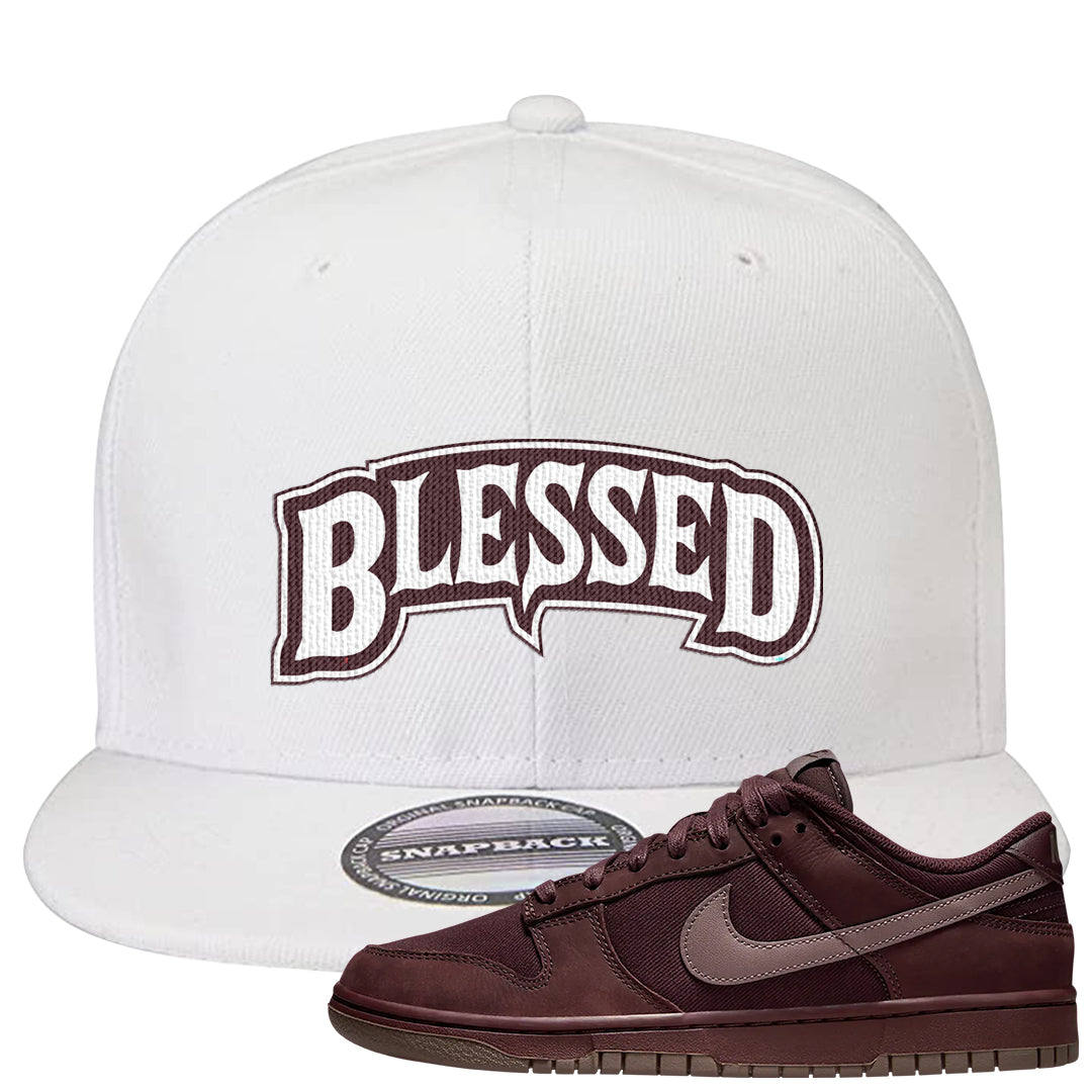 Burgundy Crush Low Dunks Snapback Hat | Blessed Arch, White