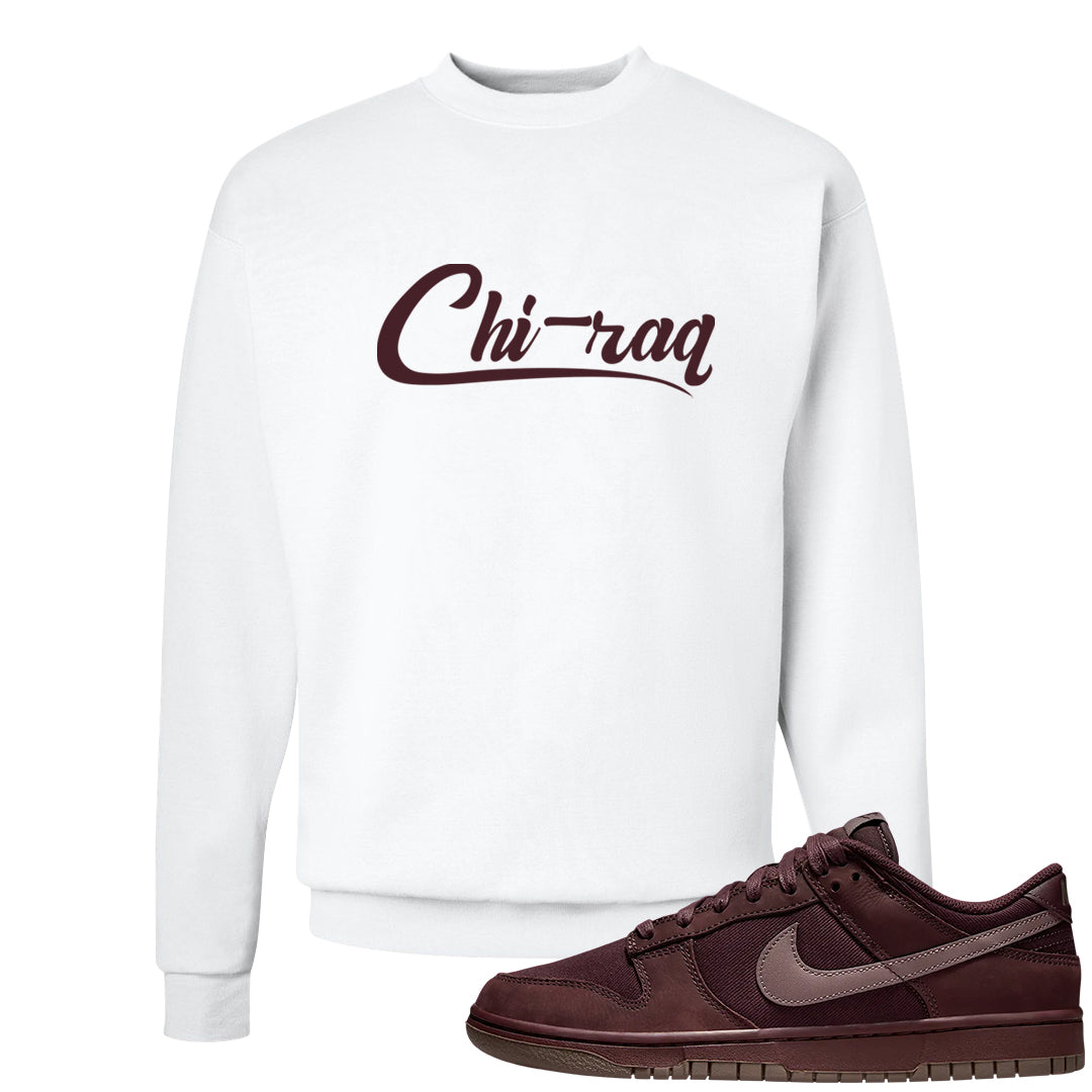 Burgundy Crush Low Dunks Crewneck Sweatshirt | Chiraq, White