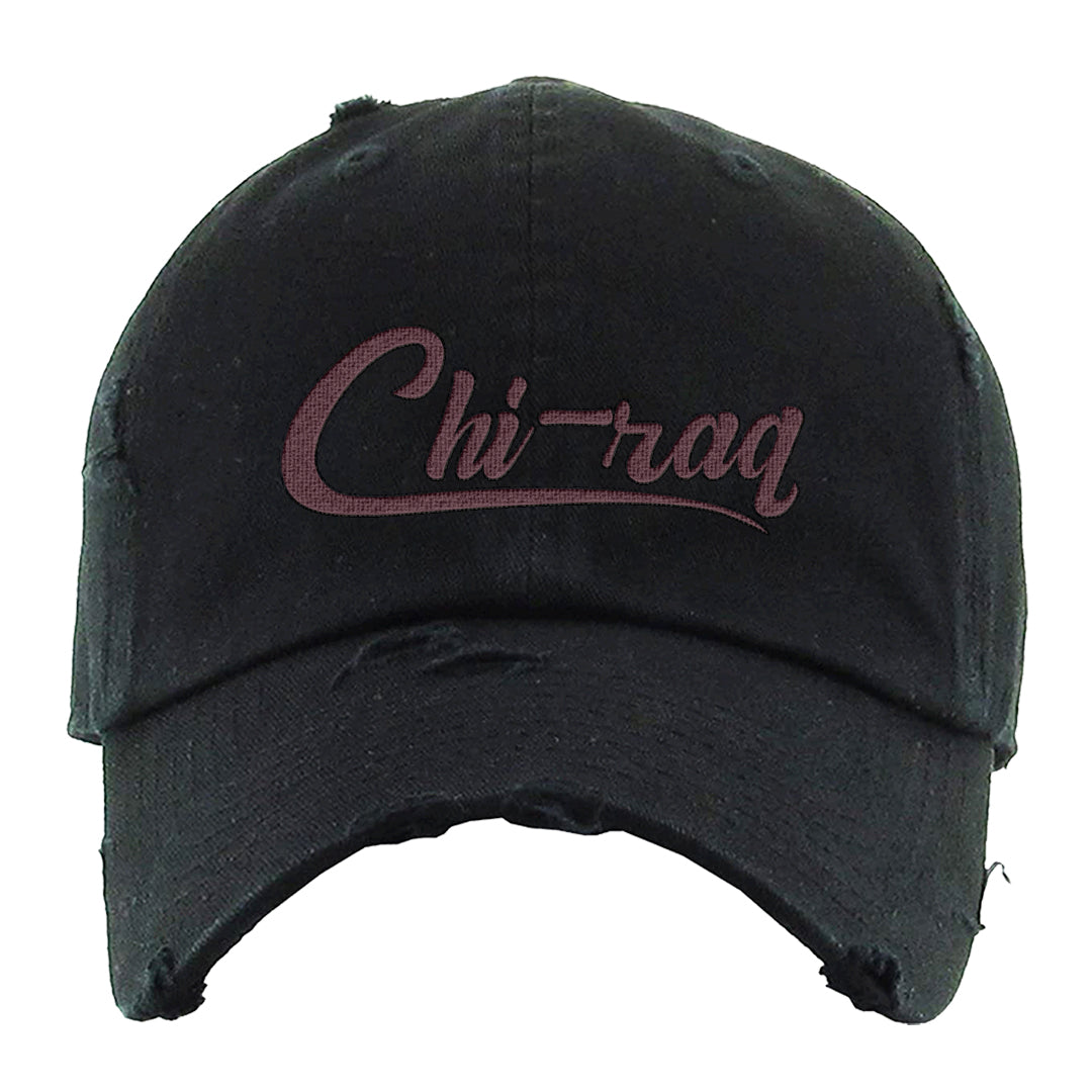 Burgundy Crush Low Dunks Distressed Dad Hat | Chiraq, Black