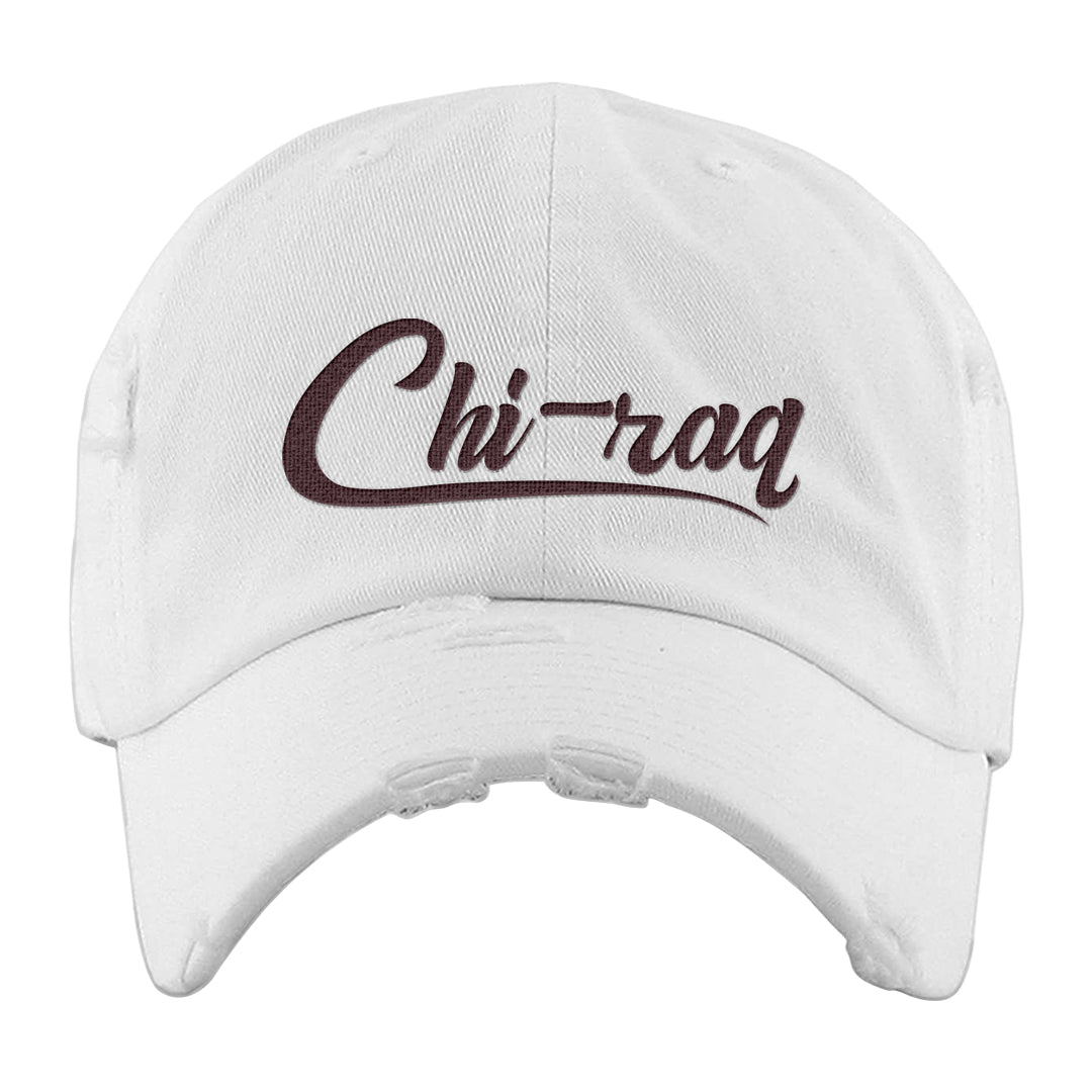 Burgundy Crush Low Dunks Distressed Dad Hat | Chiraq, White