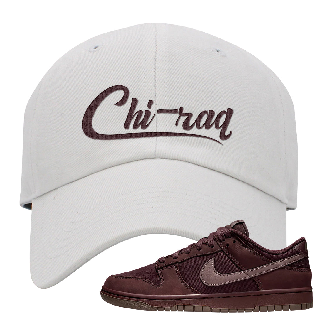 Burgundy Crush Low Dunks Dad Hat | Chiraq, White