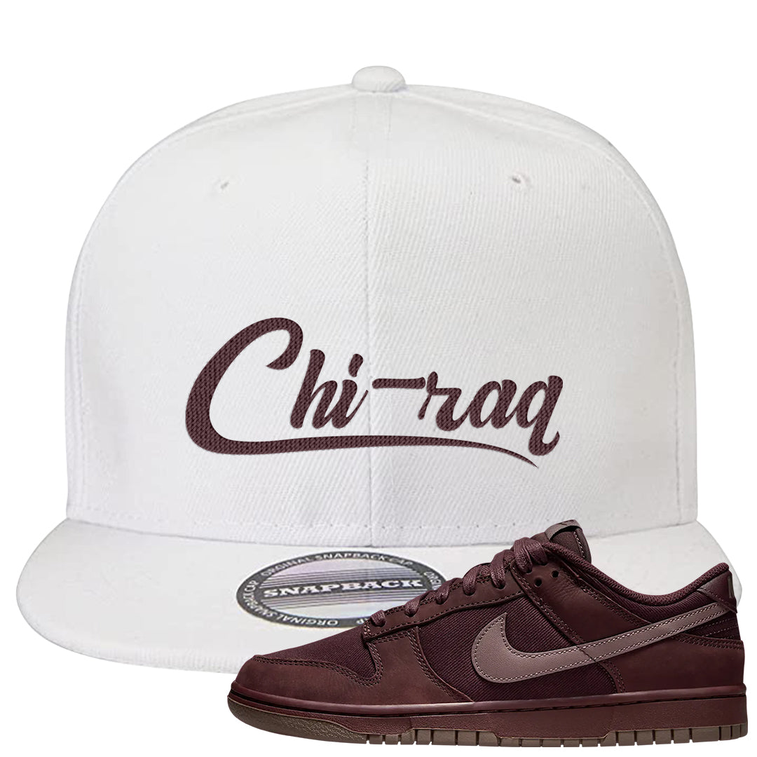 Burgundy Crush Low Dunks Snapback Hat | Chiraq, White