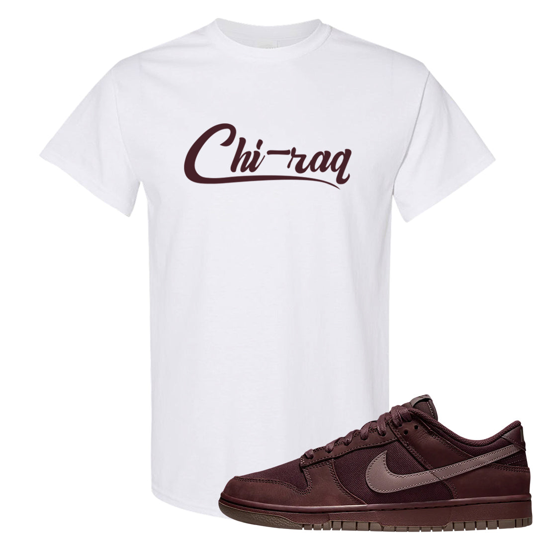 Burgundy Crush Low Dunks T Shirt | Chiraq, White