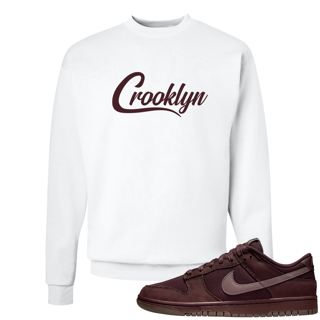 Burgundy Crush Low Dunks Crewneck Sweatshirt | Crooklyn, White
