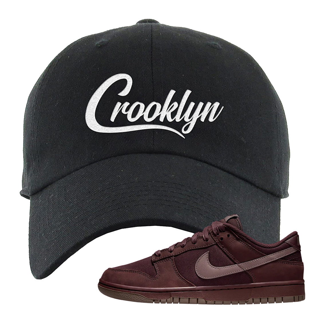 Burgundy Crush Low Dunks Dad Hat | Crooklyn, Black