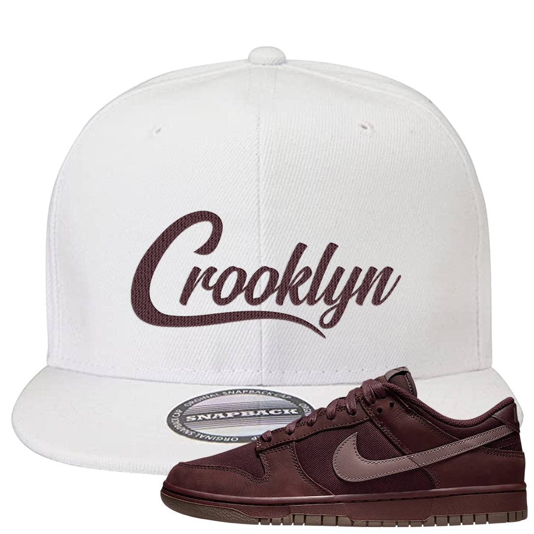 Burgundy Crush Low Dunks Snapback Hat | Crooklyn, White