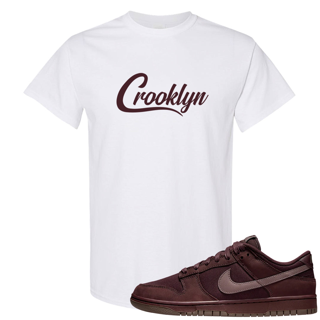 Burgundy Crush Low Dunks T Shirt | Crooklyn, White
