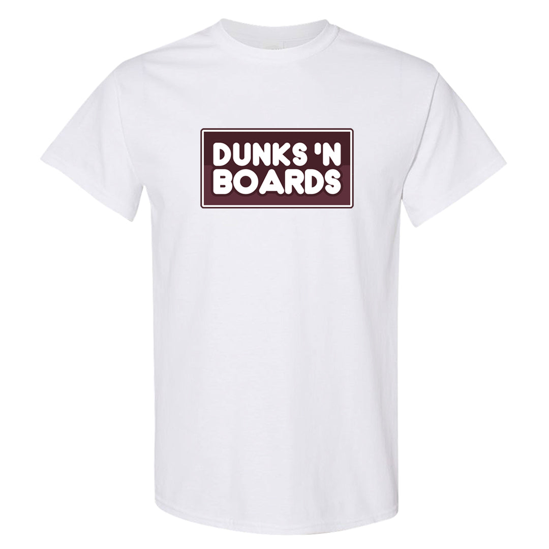 Burgundy Crush Low Dunks T Shirt | Dunks N Boards, White
