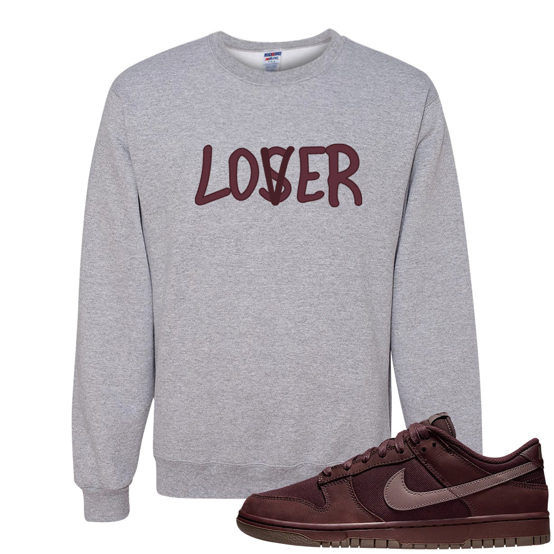 Burgundy Crush Low Dunks Crewneck Sweatshirt | Lover, Ash