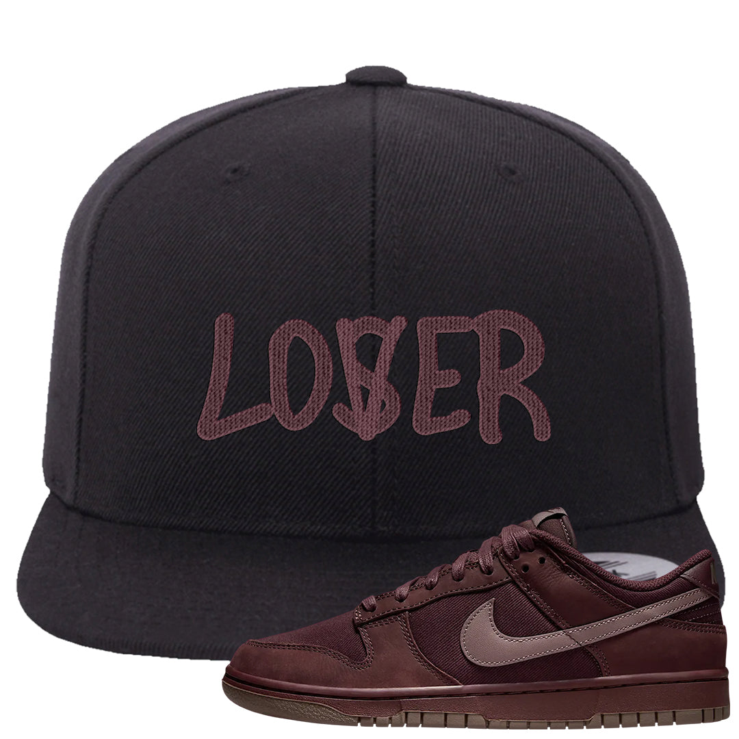 Burgundy Crush Low Dunks Snapback Hat | Lover, Black