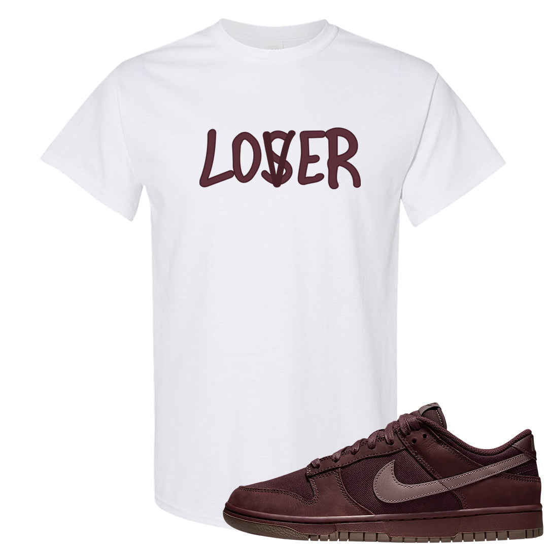 Burgundy Crush Low Dunks T Shirt | Lover, White