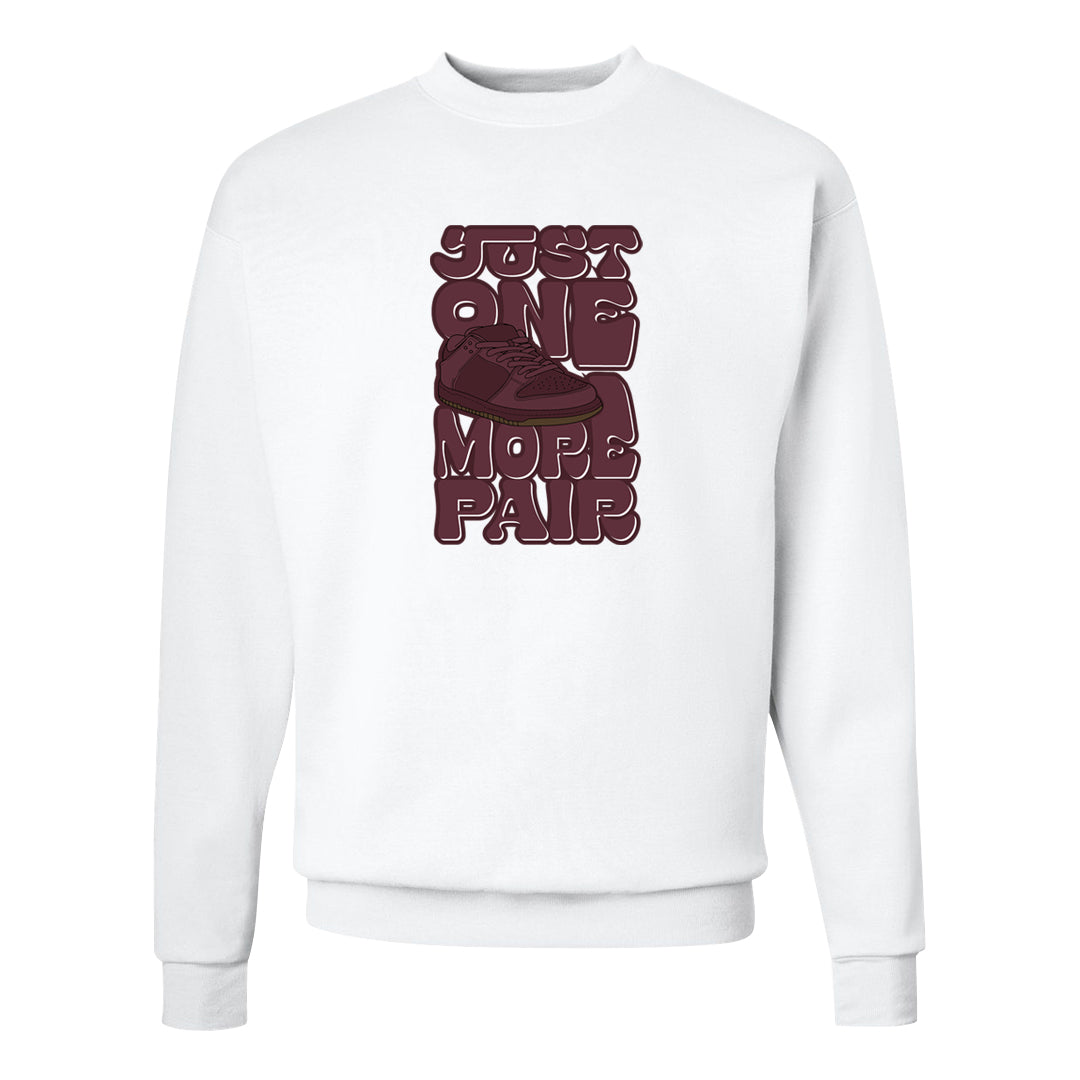 Burgundy Crush Low Dunks Crewneck Sweatshirt | One More Pair Dunk, White