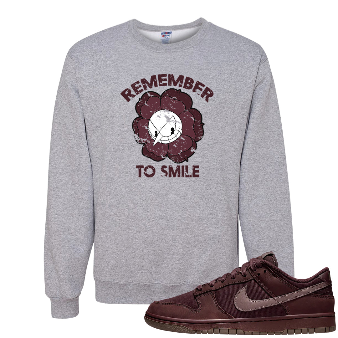 Burgundy Crush Low Dunks Crewneck Sweatshirt | Remember To Smile, Ash