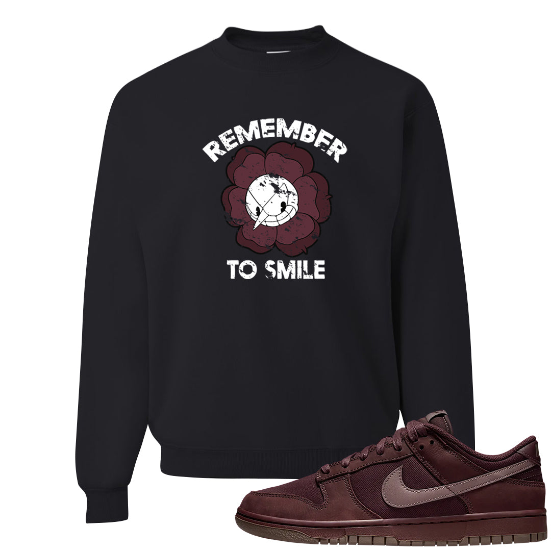 Burgundy Crush Low Dunks Crewneck Sweatshirt | Remember To Smile, Black