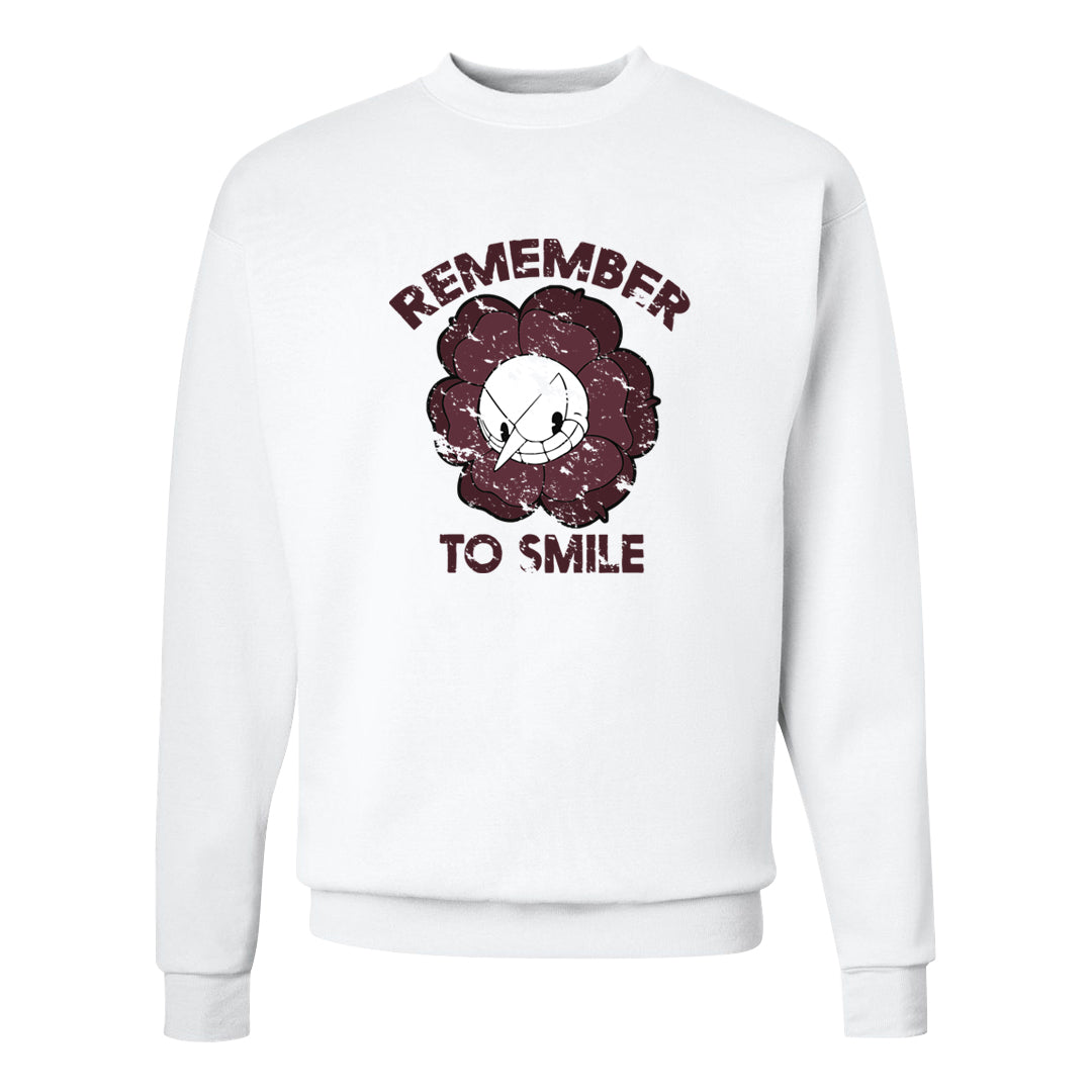 Burgundy Crush Low Dunks Crewneck Sweatshirt | Remember To Smile, White