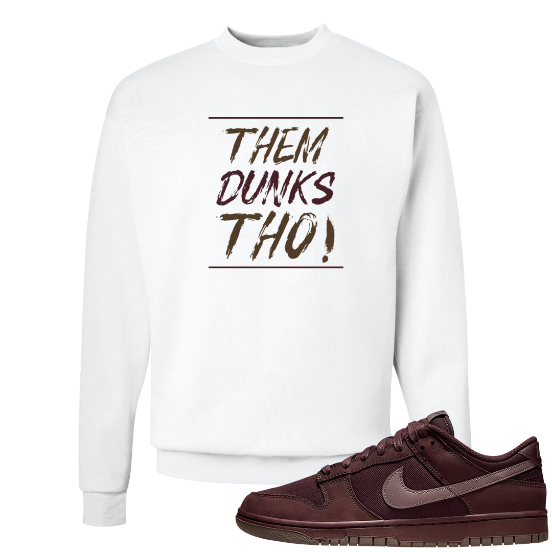 Burgundy Crush Low Dunks Crewneck Sweatshirt | Them Dunks Tho, White