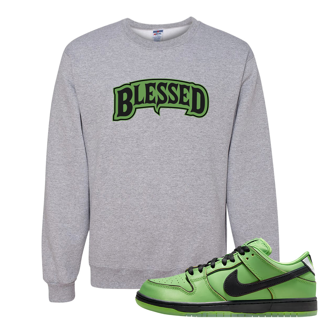 Clad Green Low Dunks Crewneck Sweatshirt | Blessed Arch, Ash