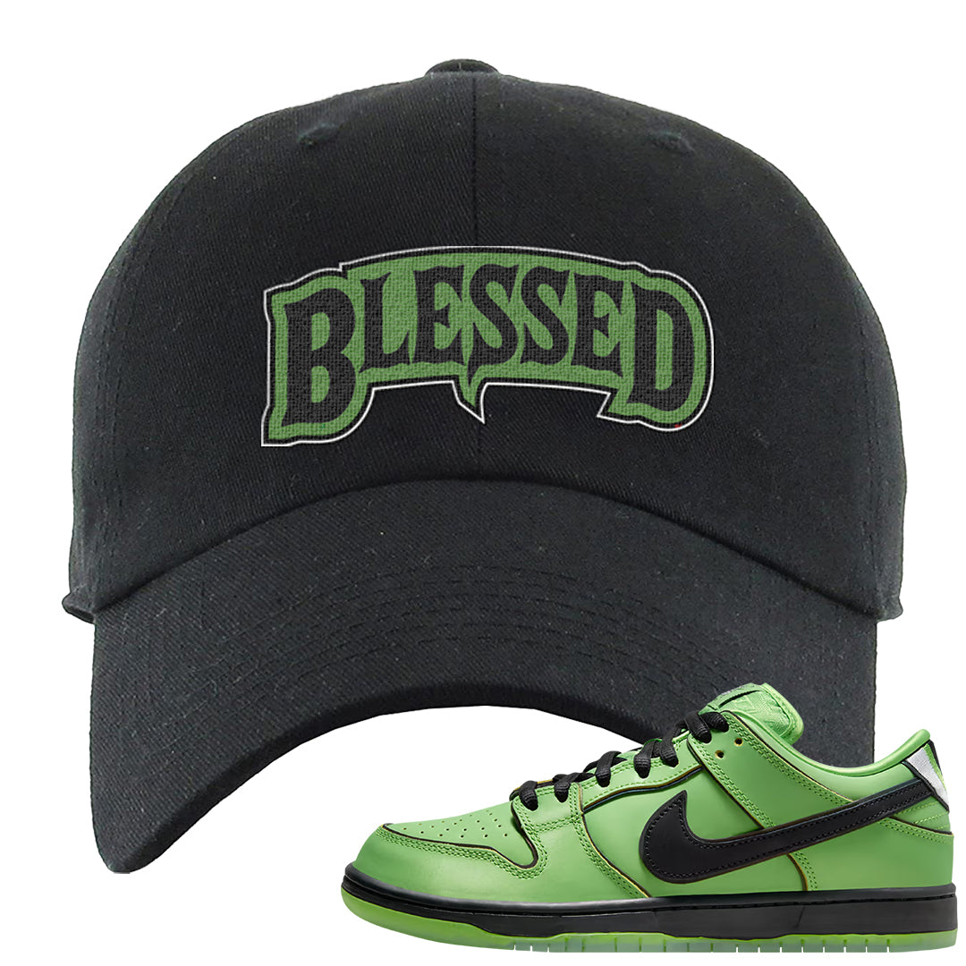 Clad Green Low Dunks Dad Hat | Blessed Arch, Black