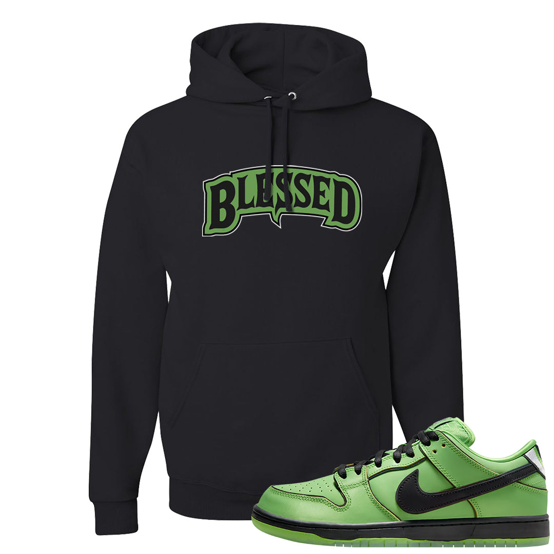 Clad Green Low Dunks Hoodie | Blessed Arch, Black