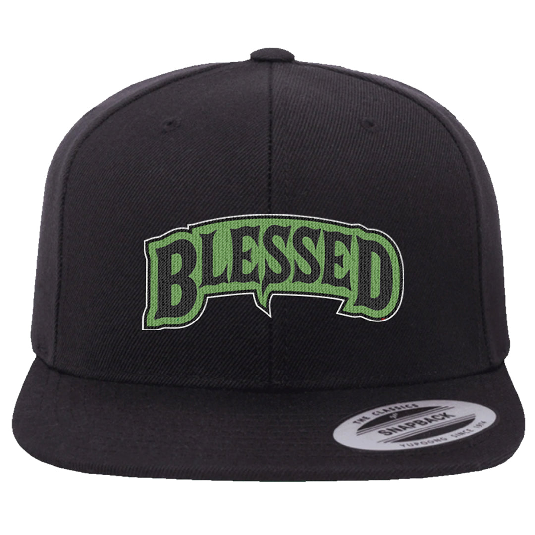 Clad Green Low Dunks Snapback Hat | Blessed Arch, Black