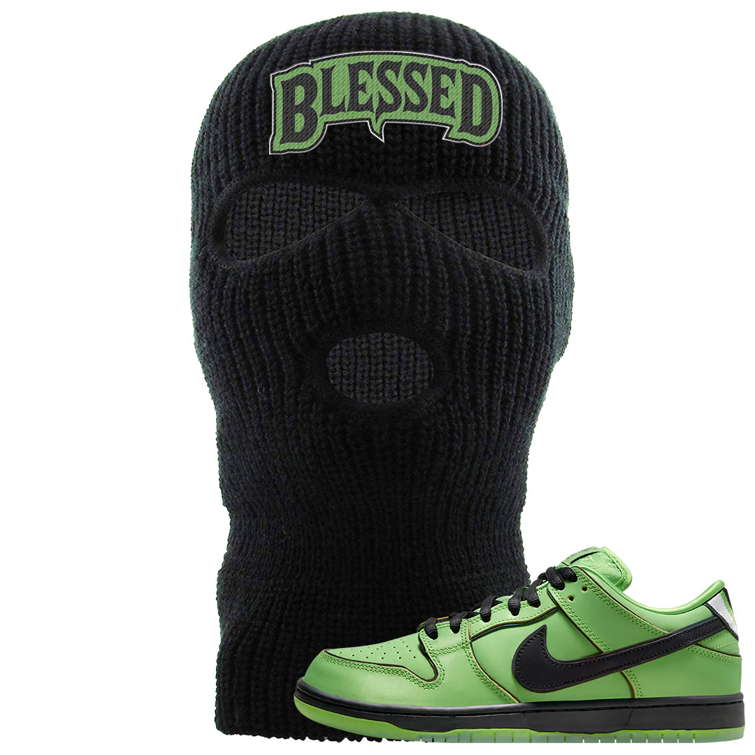 Clad Green Low Dunks Ski Mask | Blessed Arch, Black