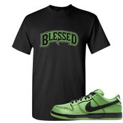 Clad Green Low Dunks T Shirt | Blessed Arch, Black