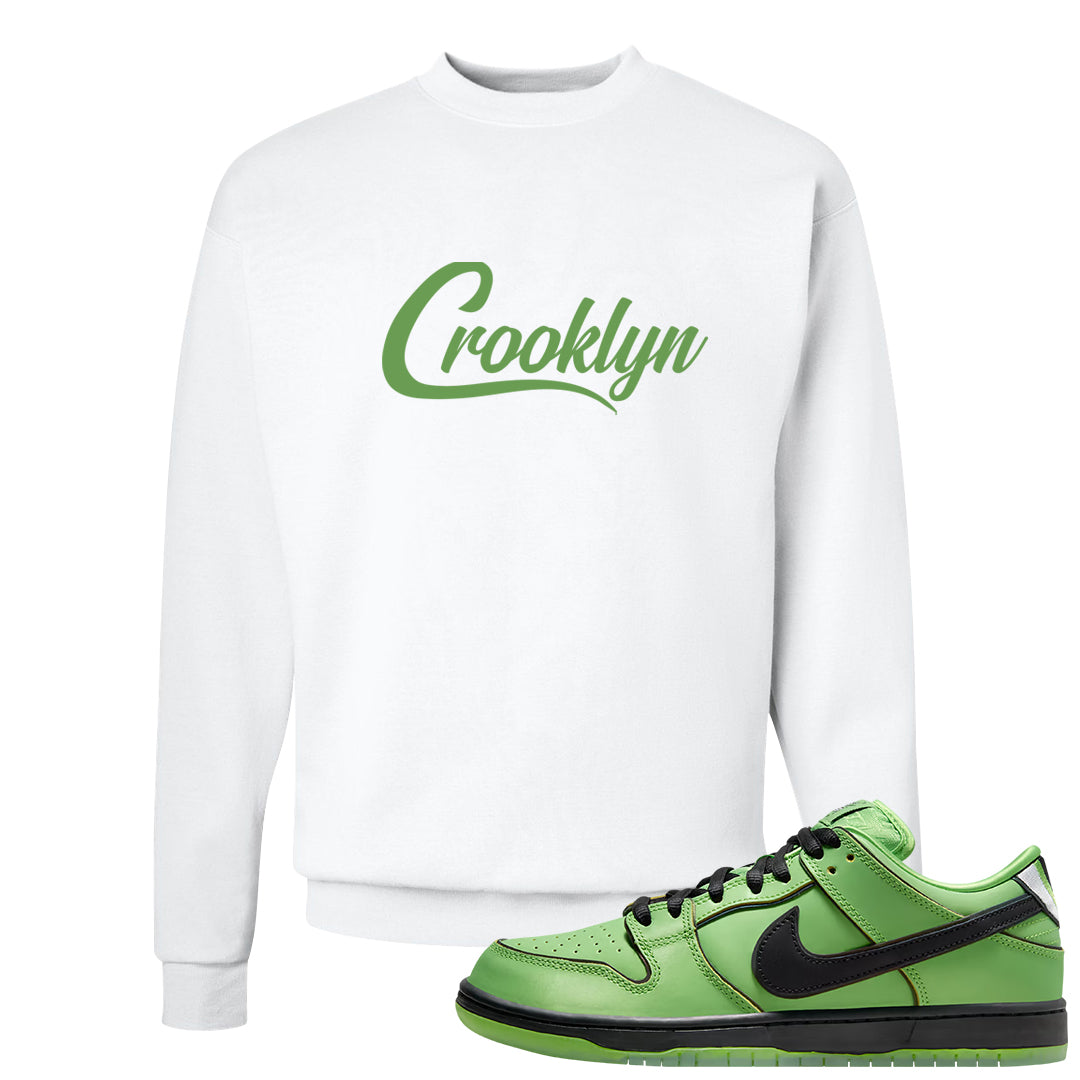 Clad Green Low Dunks Crewneck Sweatshirt | Crooklyn, White