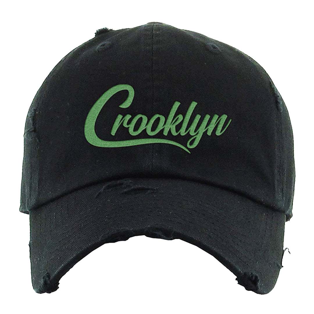 Clad Green Low Dunks Distressed Dad Hat | Crooklyn, Black
