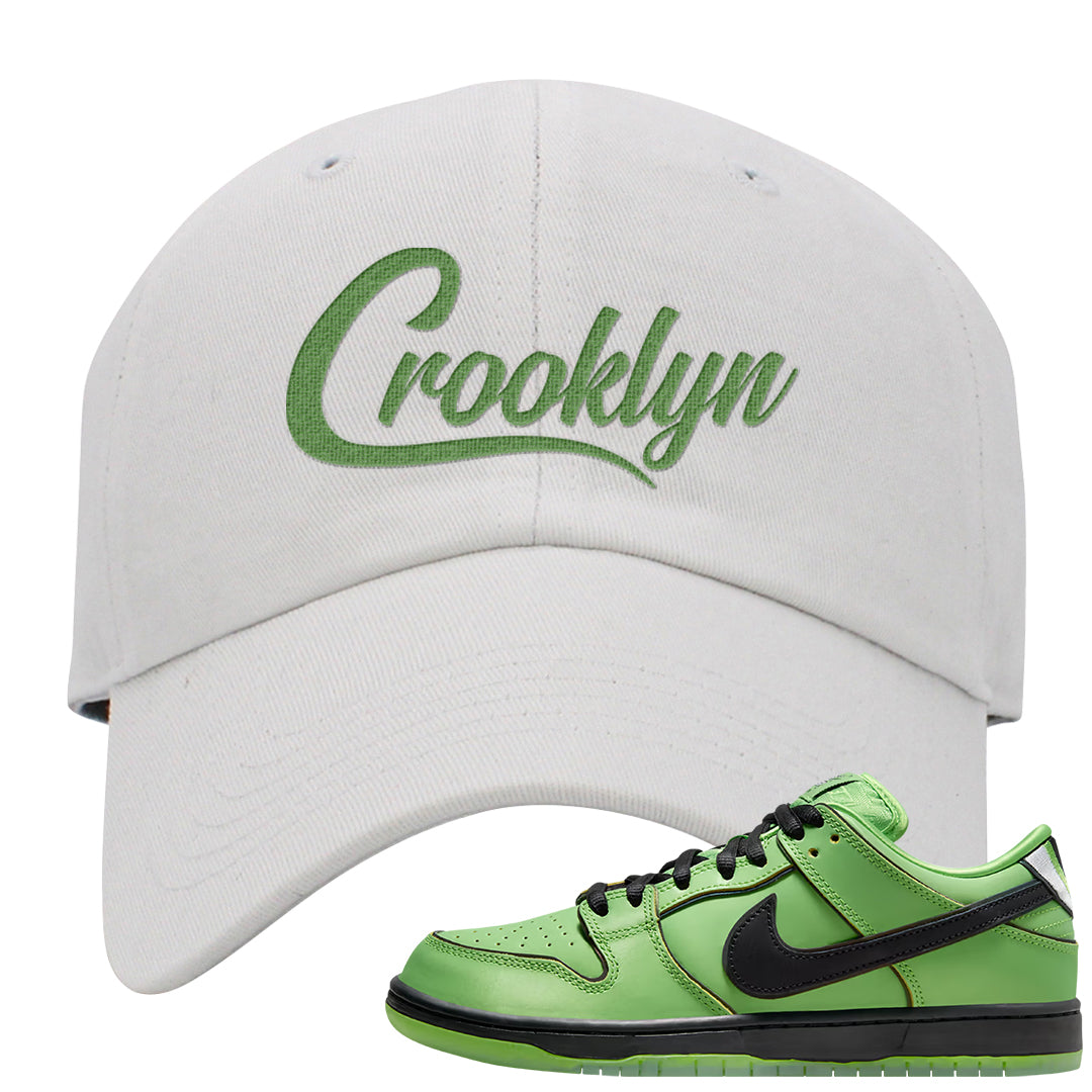 Clad Green Low Dunks Dad Hat | Crooklyn, White