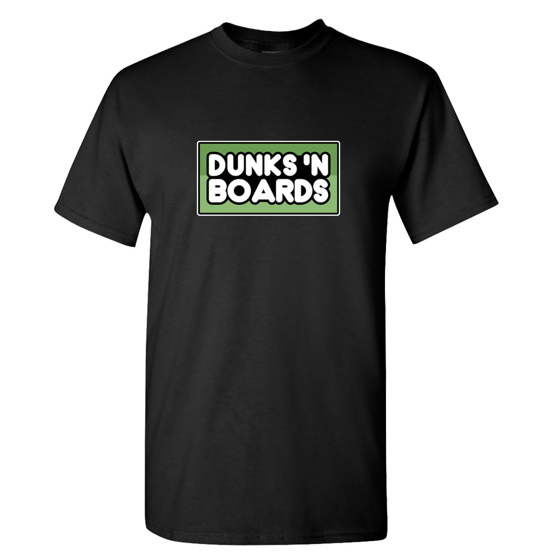 Clad Green Low Dunks T Shirt | Dunks N Boards, Black
