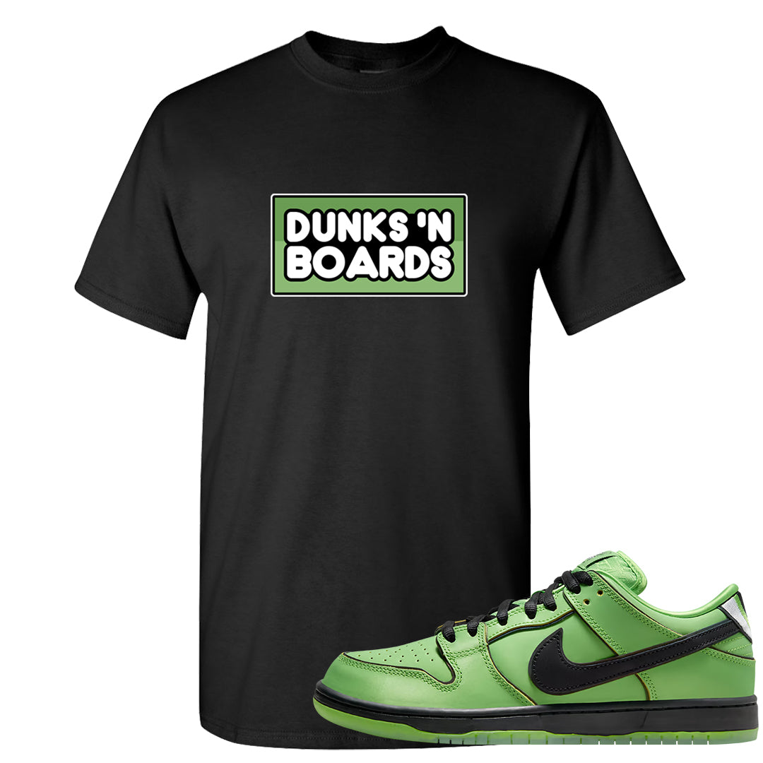 Clad Green Low Dunks T Shirt | Dunks N Boards, Black