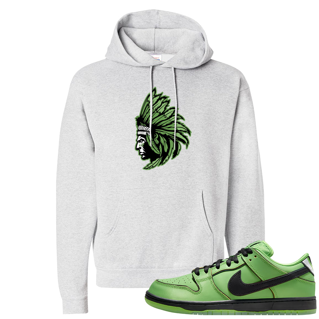 Clad Green Low Dunks Hoodie | Indian Chief, Ash