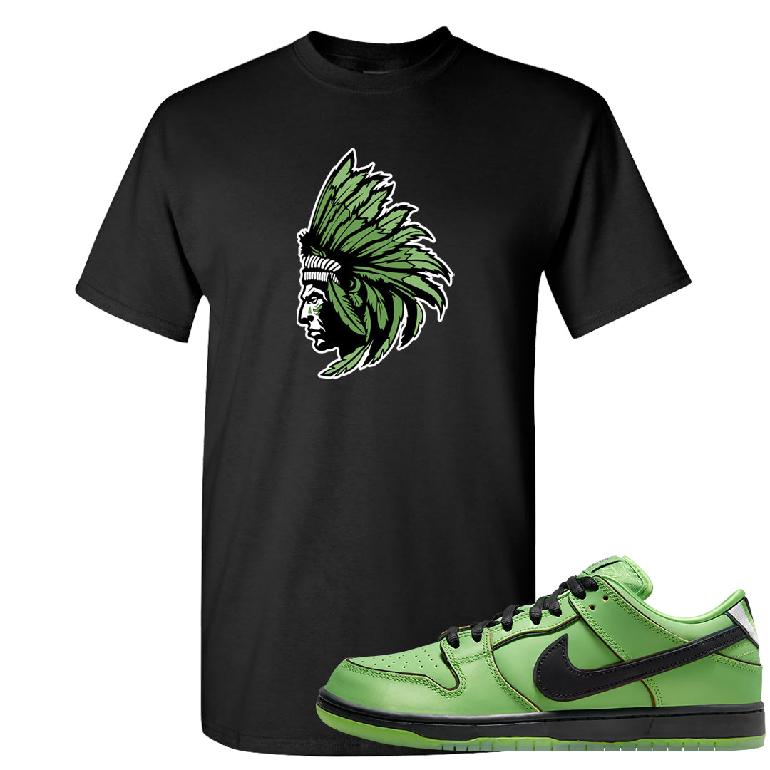 Clad Green Low Dunks T Shirt | Indian Chief, Black