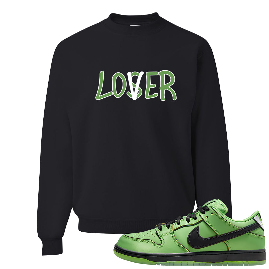 Clad Green Low Dunks Crewneck Sweatshirt | Lover, Black