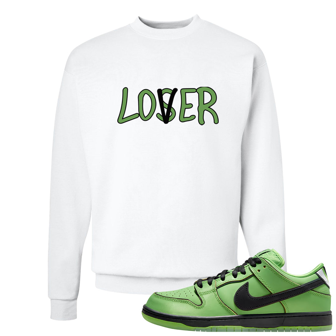 Clad Green Low Dunks Crewneck Sweatshirt | Lover, White